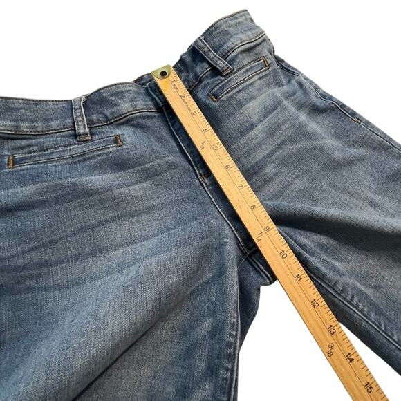 Lands’ End Women’s Petite 6 Mid Rise Wide Leg Crop Jeans Denim Raw Hem Stretch - Picture 6 of 9